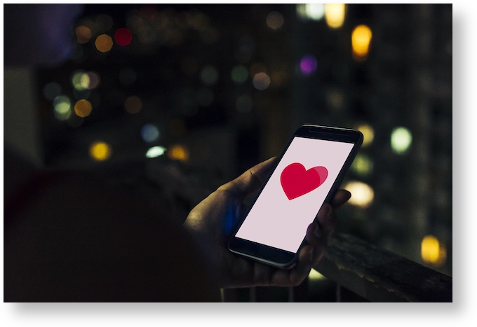 Mobile dating application with a red heart